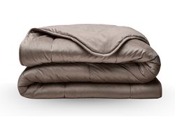 Zelesta Velvetbed Taupe 140x200 - Dekbed zonder overtrek - Velvet dekbed - Wasbaar hoesloos dekbed - Bedrukt dekbed - Dekbed met vaste overtrek - All year winterdekbed & zomerdekbed