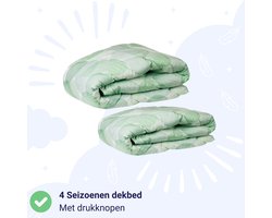 Zelesta Wonderbed 4 Seizoenen Fresh Leaf - 140x200cm - Dekbed voor het hele jaar - 30 dagen proefslapen - Bedrukt dekbed - Wasbaar dekbed zonder overtrek - Tweedelig met Drukknopen