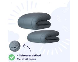 Zelesta® Wonderbed 4 Seizoenen Grey - 240x200cm - Dekbed voor het hele jaar - 30 dagen proefslapen - Bedrukt dekbed - Wasbaar dekbed zonder overtrek - Tweedelig met Drukknopen