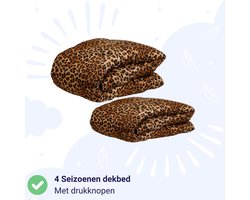 Zelesta Wonderbed 4 Seizoenen Jaguar Skin - 140x200cm - Dekbed voor het hele jaar - 30 dagen proefslapen - Bedrukt dekbed - Wasbaar dekbed zonder overtrek - Tweedelig met Drukknopen