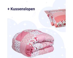 Zelesta Wonderbed Light Patchwork Pink 140x200cm - Dekbed zonder overtrek - 30 dagen proefslapen - Wasbaar hoesloos dekbed - Bedrukt dekbed - Dekbed met print - Zomerdekbed