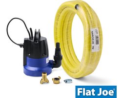 Flat Joe ® - SET - vlakzuigende dompelpomp tot 1mm - 7mtr Trico waterslang 1"(=25mm) - incl. geka's en slangklem - wateroverlast - FlatJoe - dweilpomp - vlakzuiger - kelderpomp - vlakzuigpomp - hoogwater set