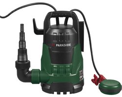 PARKSIDE® Schoonwaterdompelpomp 400 W - Debiet: max. 10.000 l/u - Onderdompelingsdiepte: max. 7 m - Ideaal voor het legen van zwembaden - Slangadapter met terugslagklep - Met thermische overbelastingsbeveiliging - Accessoires: nylon touw (ca. 8 m)