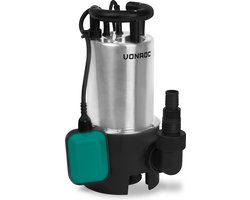 VONROC Dompelpomp RVS - Vuilwaterpomp - Waterpomp - 1100W - 20000 l/h - Voor vuil- en schoonwater - Met vlotter