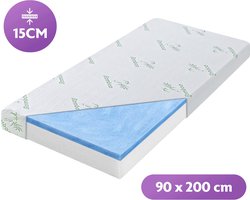 Densi Matras - 90x200 cm - 15cm dik - Koudschuim / traagschuim - Afritsbare Bamboehoes