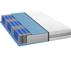 Ergonomische Pocketvering Matras 90x200 cm - 24 cm Hoog - Koudschuim en 7 Comfortzones - Aanpasbare Hardheid: Stevig of Zeer Stevig - Ademend en Geschikt voor Tweepersoonsbedden