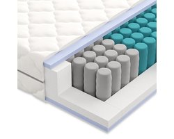 Matras 100 x 200 cm - Hoogte 21cm - Pocketvering matras 100x200 met 7 zones - Ergonomisch - Zacht - Matras 100x200 eenpersoons - Ademende Matrassen 100 x 200 Koudschuim matras geveerd