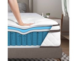 WOWTTRELAX Matras 90 x 190 Hoogte 24cm, Hybride Matras met Pocketveren en Gel Traagschuim, Omkeerbaar Matras met Twee Volledig Bruikbare Zijkanten