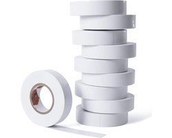 10 rollen witte elektrische tape multi-pack - isolatietape waterdicht - professionele kwaliteit - reparatie elektrische draadbescherming - 19 mm x 20 m