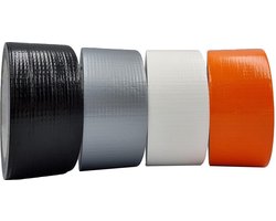 Duck tape Set van Universeel gaffa-tape een rol voor elke kleur - zwart grijs wit oranje - sterk plakband geweven tape.