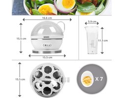 Duronic EB27 Eierkoker - eieren koken voor het gezin - 400 watt - zachte medium harde eitjes - oververhittingsbeveiliging - timer - maatbeker - eipick Eierkoker