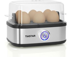 eierkoker OSTBA Rapid Egg Boiler, 400W Compact Egg Cooker Multi-Functional, 6-eieren gemakkelijk te pellen, zacht, medium, hard gekookt, Poacher, stomer, zoemer, indicatielampje, roestvrij staal