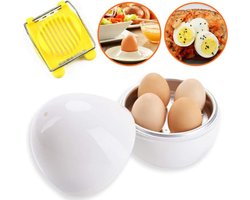 Magnetron Eierkoker - Microwave Egg Boiler - Eenvoudig Klaar te Maken - Binnen 10 min Klaar - Voor 4 Eieren - Gratis Ei Cutter