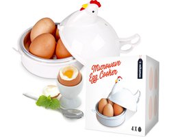 MikaMax Magnetron Eierkoker - Microwave Egg Boiler - Eenvoudig Klaar te Maken - Binnen 10 min Klaar - Ruimte voor 4 Stuks