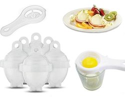 Professionele set van 6 Egglettes - BPA vrij - Eieren koken zonder schil / schaal - Makkelijk eieren koken - Eier koker - Eierkoker set - Transparant