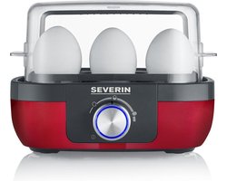 Severin EK 3168 Eierkoker Rood metallic rvs-zwart 1-6 eieren