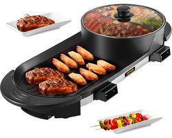 2 in 1 Bbq Grill Hete Pot 2200W Multifunctionele Elektrische Grill Hot Pot 67 x 28 x 17 cm Grill Indoor Hot Pot Gemaakt van Aluminium Roestvrij