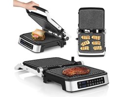 Elektrische Contactgrill 2-in-1 voor Vlees, Panini en Groenten - 2100W met Uitneembare Verwarmingsplaten