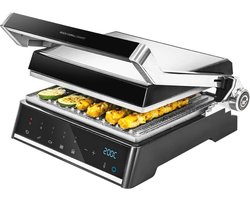 Elektrische Grillplaat met Autocook Systeem - 2000 W, RockStone Coating, 180º Opensysteem