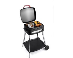 FRITEL Barbecue BBQ 3278 - Elektrische barbecue en tafelgrill - Grilloppervlak 40x36cm + Onderstel + Deksel + Wielen - Zwart