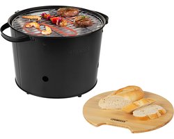 Houtskool BBQ - Princess 112240 Hybride Bucket Barbecue - Elektrische BBQ - Met en zonder houtskool te gebruiken - Park Barbecue - 1400W - Diameter 32cm - met serveerplank - bbq accesoires