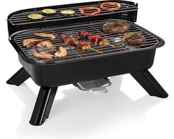 Houtskool BBQ en Elektrische Barbecue - Princess 112252 Hybride Barbecue – Tafelmodel - 2000W - 44x 29cm - Gebruik elektrisch of met kolen - Geschikt voor gebruik op balkon - bbq accesoires