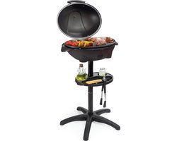 KitchenBrothers Elektrische BBQ - met Grillplaat - Anti-aanbaklaag - Incl. Plank/Houders - Grilloppervlak 46,5x33,8cm - tot 300°C - 2400W - Zwart