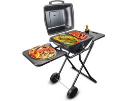 Korona 46222 BBQ-grill met wielen | 2400 watt | XXL grilloppervlak, geribbeld en glad | met deksel en temperatuurweergave