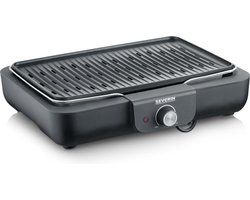 Severin PG 8556 - Electrische Tafel BBQ Grill - 2300 W - 230 °C - Geribbelde grillplaat - Zwart Roestvrijstaal