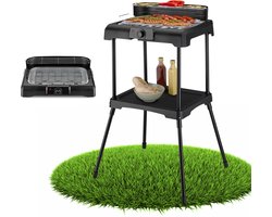 TZS First Austria Elektrische BBQ - met Grillplaat - 2200 W - Grilloppervlak 39.5 x 24cm - Zwart