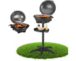 TZS First Austria Elektrische BBQ - met Grillplaat - 2400 W - Grilloppervlak 44 x 33.5cm - Zwart