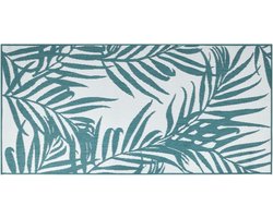 vidaXL - Buitenkleed - omkeerbaar - 100x200 - cm - aqua - en - wit