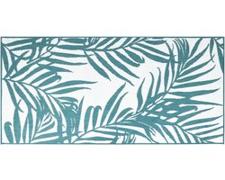 vidaXL - Buitenkleed - omkeerbaar - 80x150 - cm - aqua - en - wit