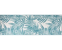 vidaXL - Buitenkleed - omkeerbaar - 80x250 - cm - aqua - en - wit