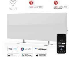 AENO GH1S slimme infrarood verwarmingspaneel - Red Dot winnaar 2023 voor design en verwarmingstechnologie - Bluetooth - WIFI - 700 Watt - Elektrische kachel - Verwarmingsplaat - Infrarood + convectie - Wit