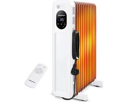 Aigostar Snug - Olieradiator - 2500W - Oliegevulde radiator - Elektrische Kachel - 13 Ribben - Verwarming met Afstandsbediening - Wit/Zwart