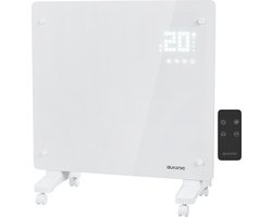 Auronic Elektrische Kachel – Convectorkachel met Thermostaat en Afstandsbediening - Glazen Paneelverwarming - 1000W Heater - Wit