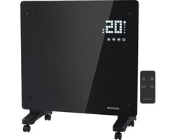 Auronic Elektrische Kachel – Convectorkachel met Thermostaat en Afstandsbediening - Glazen Paneelverwarming - 1000W Heater - Zwart