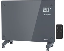 Auronic Elektrische Kachel – Convectorkachel met Thermostaat en Afstandsbediening - Glazen Paneelverwarming - 1500W Heater - Grijs