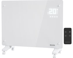 Auronic Elektrische Kachel – Convectorkachel met Thermostaat en Afstandsbediening - Glazen Paneelverwarming - 1500W Heater - Wit