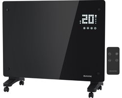 Auronic Elektrische Kachel – Convectorkachel met Thermostaat en Afstandsbediening - Glazen Paneelverwarming - 1500W Heater - Zwart