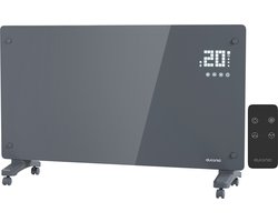 Auronic Elektrische Kachel – Convectorkachel met Thermostaat en Afstandsbediening - Glazen Paneelverwarming - 2500W Heater - Grijs