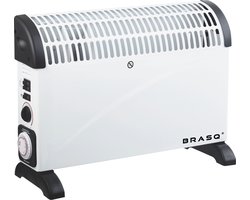 BRASQ - Elektrische Convectorkachel - Verstelbare Thermostaat - Timer - 750/1250-2000 watt - Verwarming - Wit