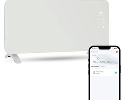 FlinQ Smart Convectorkachel - Elektrische Kachel met WiFi - Verwarming met Thermostaat - Geschikt voor de Badkamer - Ook als Wandkachel - Electrische Verwarmingspaneel met 2000W - Wit