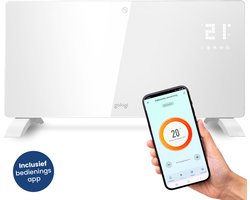 Gologi Elektrische Kachel - Verwarming elektrisch - Convectorkachel met thermostaat - Werkt via App en touch bediening - Tot 25m2 - 2000W Heater - Wit