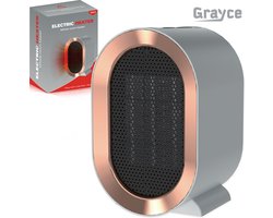 Grayce Elektrische Mini Heater – Elektrische kachel – Heater voor binnen – Kachelventilator – Elektrische verwarming – Desktop heater – 800/1200 WATT - Grijs