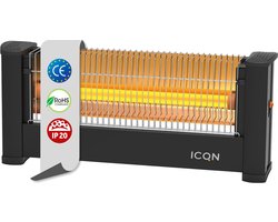 ICQN Infrarood Kachel, Halogeen-elektrisch Verwarming - Compacte en Draagbare Infraroodkachel met Omvalbeveiliging - 900W (9m²) Straal Kachel, en Infrarood Heater - IP20 Gecertificeerd