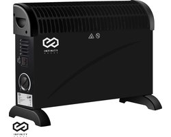 Infinity Goods Elektrische Convector Kachel - 750 / 1500 / 2000W - Verstelbare Thermostaat - Radiatorkachel - Oververhittingsbeveiliging - 35m² - Zwart