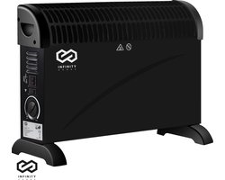 Infinity Goods Elektrische Convectorkachel - Turbo Functie en Ventilator - 750 / 1500 / 2000W - Verstelbare Thermostaat - Radiatorkachel - Oververhittingsbeveiliging - 35m² - Zwart