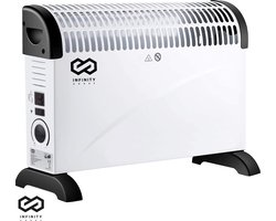 Infinity Goods Elektrische Convectorkachel - Turbo Functie en Ventilator - 750 / 1500 / 2000W - Verstelbare Thermostaat - Radiatorkachel - Oververhittingsbeveiliging - 35m² - Zwart/Wit